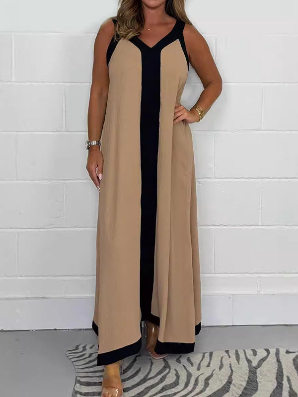 Temperament Contrast Color Outdoor Leisure Dress