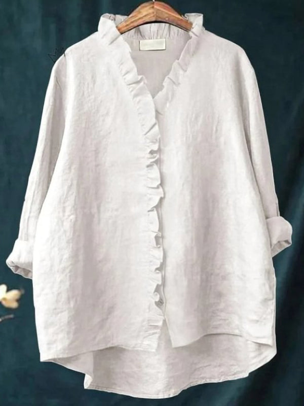 Versatile Simple Lace Button Ladies Top