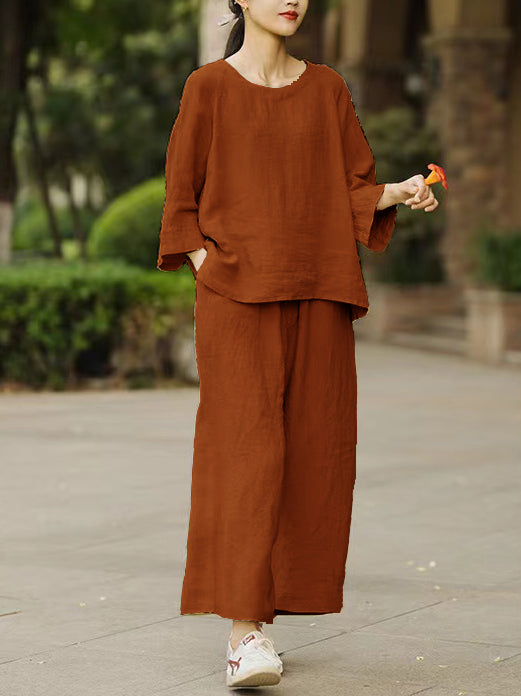 Elegant Solid Color Ladies Two-piece Suit