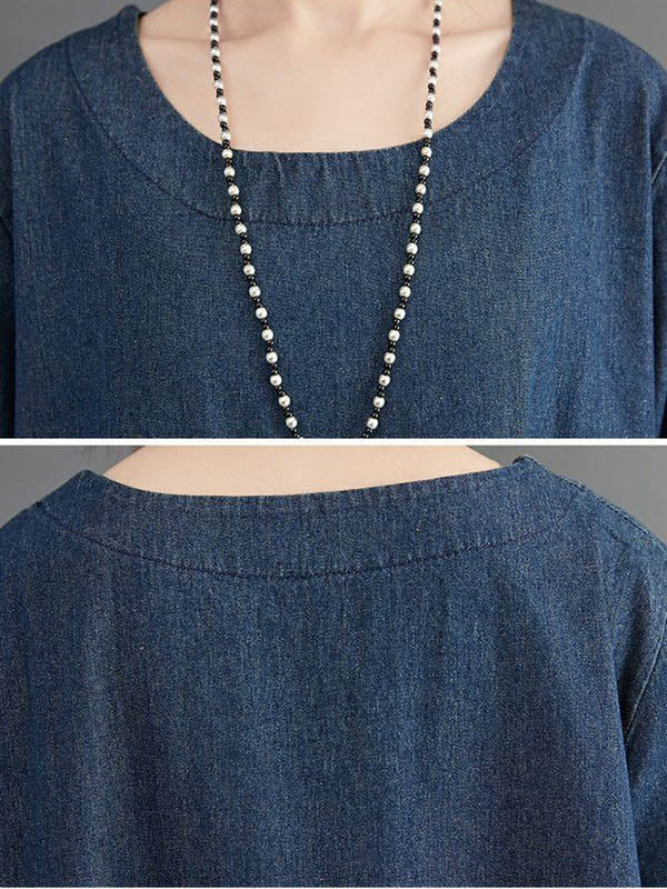 Casual Large Pocket Denim Dress