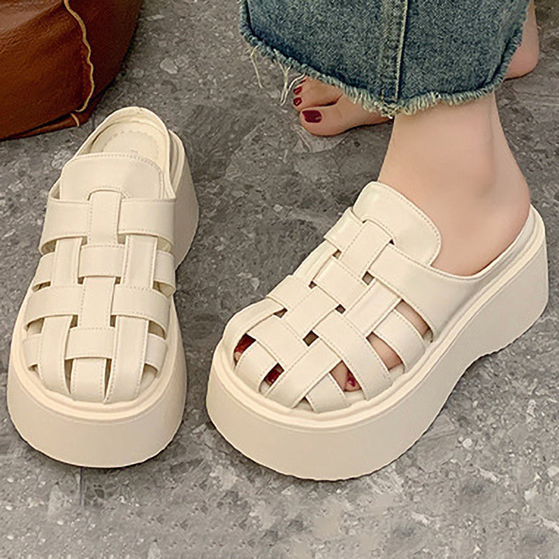 Braided Round Toe Soft Bottom Thick Sole Women'S Slippers