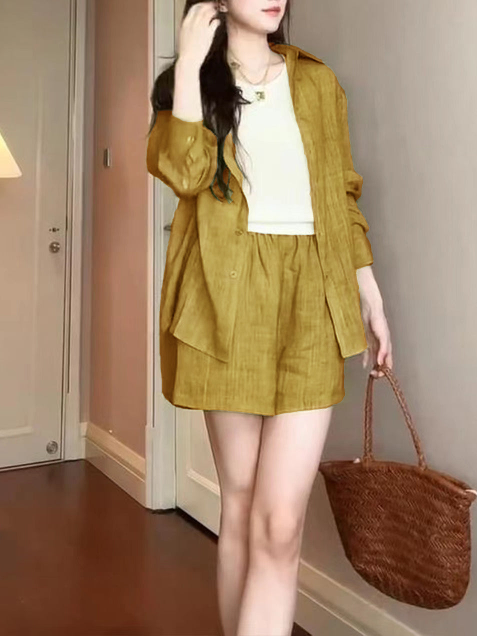 Elegant Solid Color Ladies Two-piece Suit