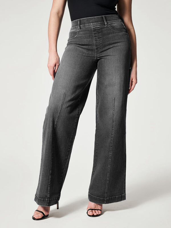 High-Waisted Wide-Leg Front Seam Women'S Jeans