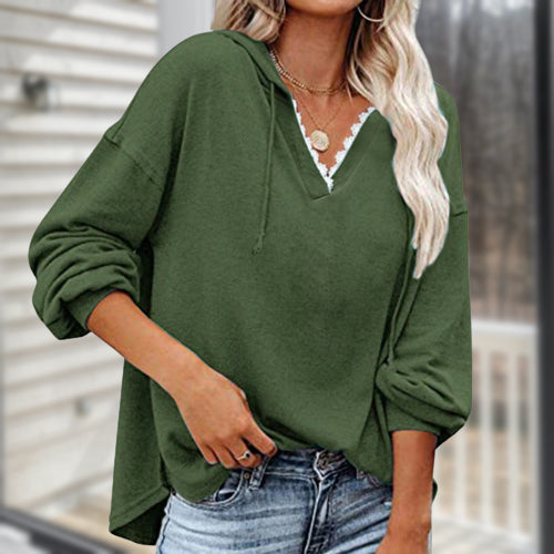 Casual Lace V Neck Women's Top