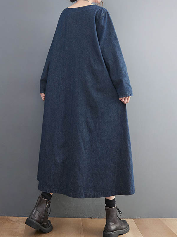 Casual Large Pocket Denim Dress