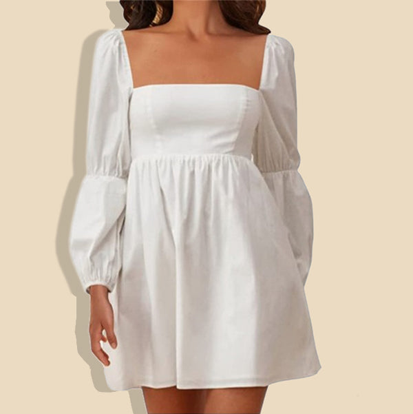 Women's Square Neck Puff Sleeve Dress