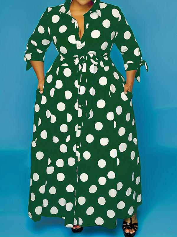 Thick Printed Polka Dot Oversized Women's Dress