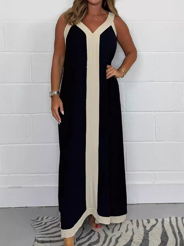 Temperament Contrast Color Outdoor Leisure Dress