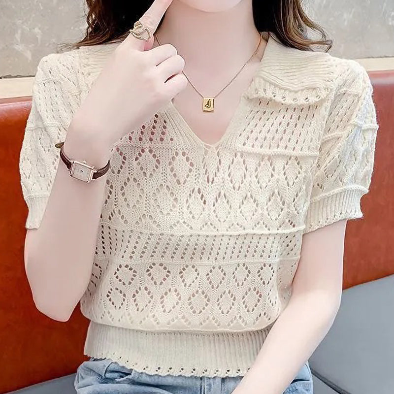 Beautiful Crocheted Hollow Knitted Top