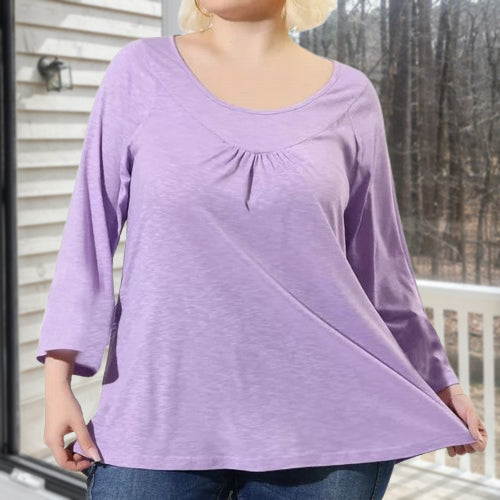 Casual Round Neck Pleated Women's Top