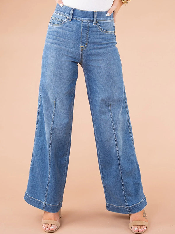 High-Waisted Wide-Leg Front Seam Women'S Jeans
