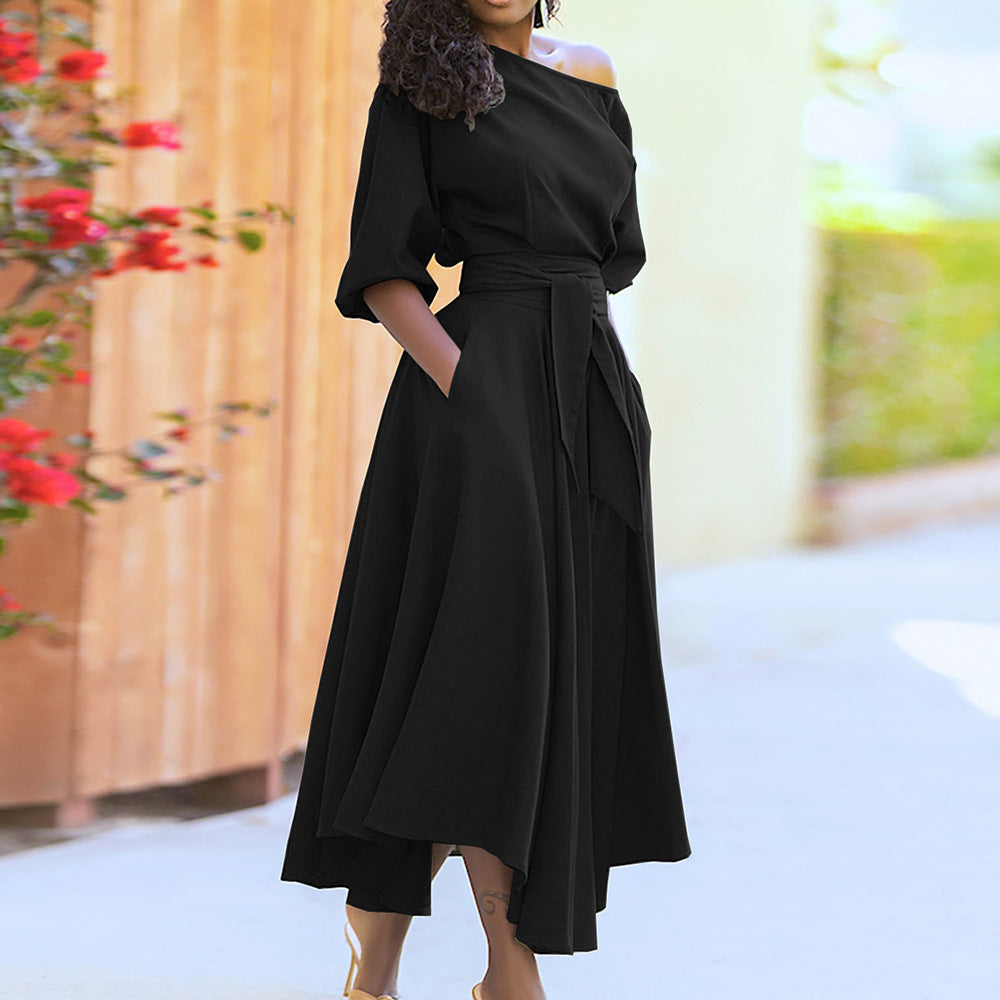 Off-shoulder Collar Strappy Dress