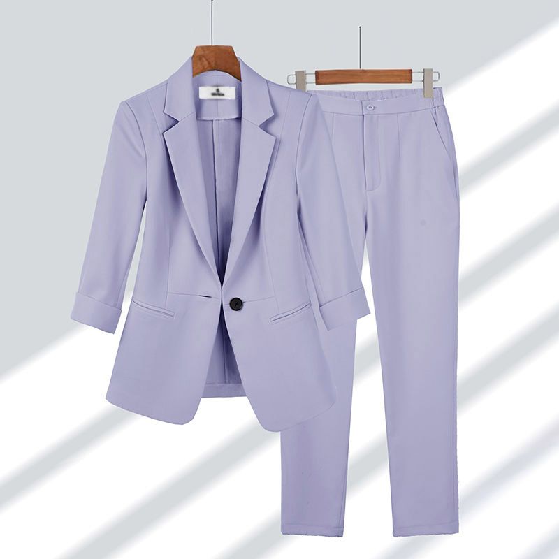 Simple Solid Color Ladies Two Piece Suit