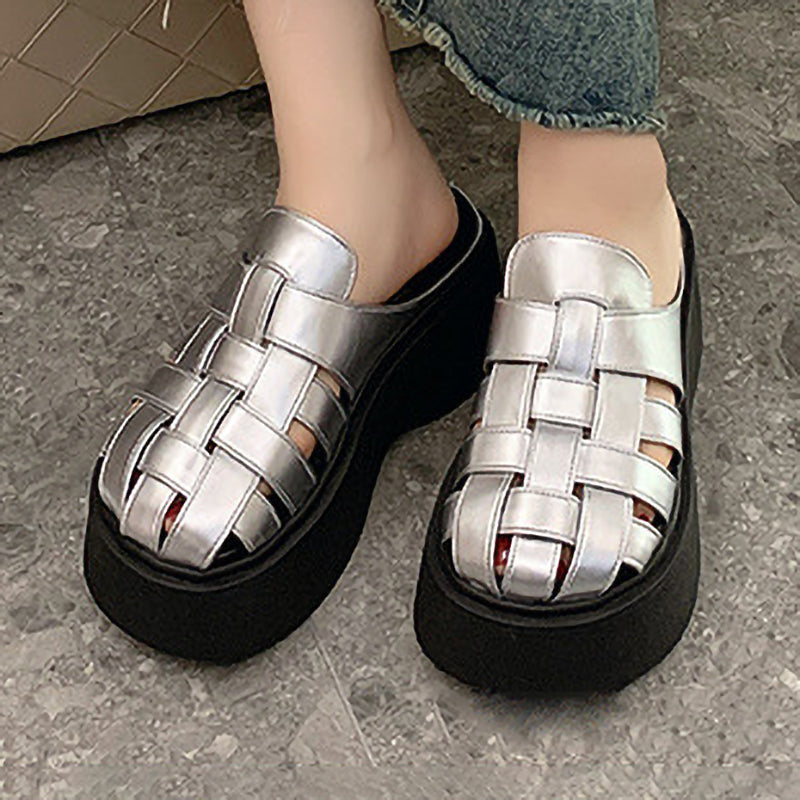 Braided Round Toe Soft Bottom Thick Sole Women'S Slippers