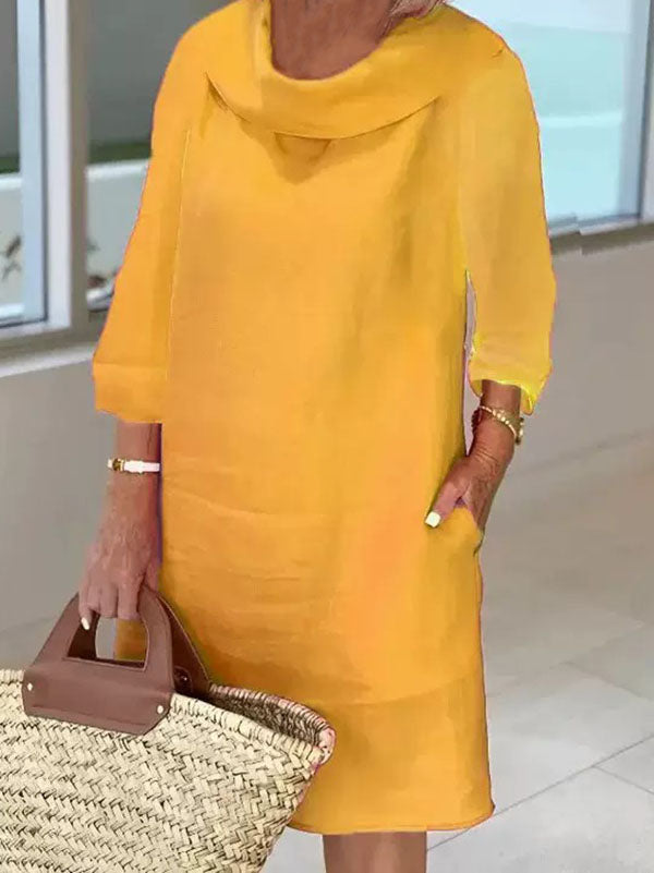 Temperament Commuting Round Neck Casual Style Dress