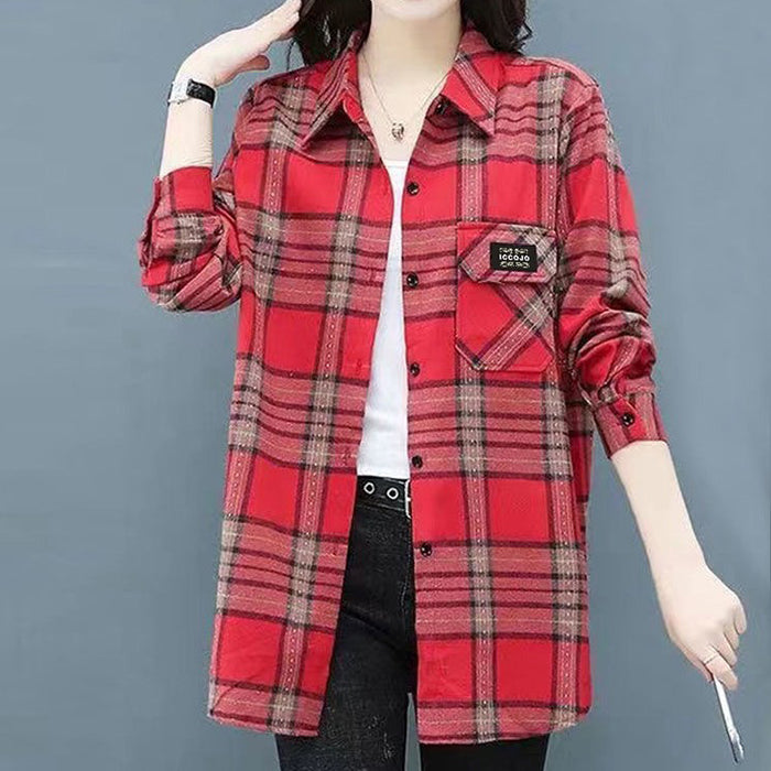 Casual Lapel Plaid Top