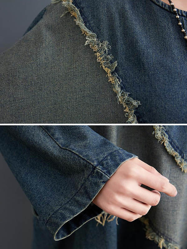 Contrast Panel Denim Dress