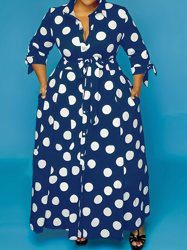 Thick Printed Polka Dot Oversized Women's Dress
