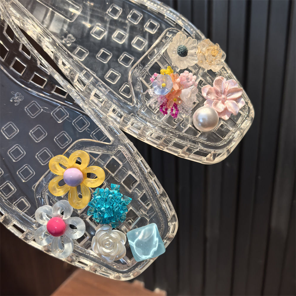Elegant Crystal Bright Beaded Flower Ladies Shoes