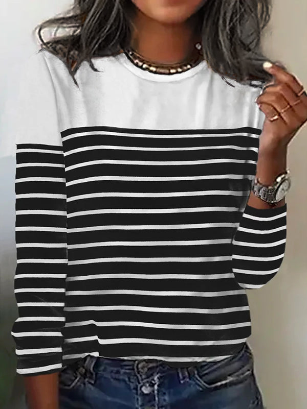 Striped Crew Neck Women's Top