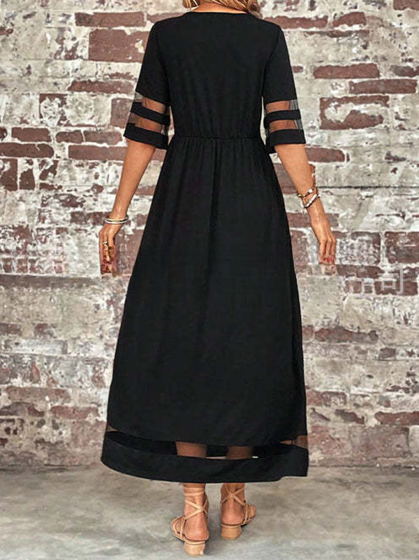 New Three-Quarter Sleeve Mesh Design Dress