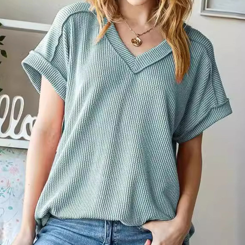 New Casual Line Texture Women'S Top