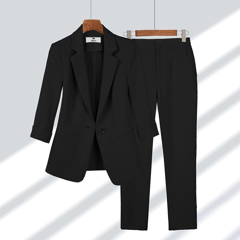 Simple Solid Color Ladies Two Piece Suit