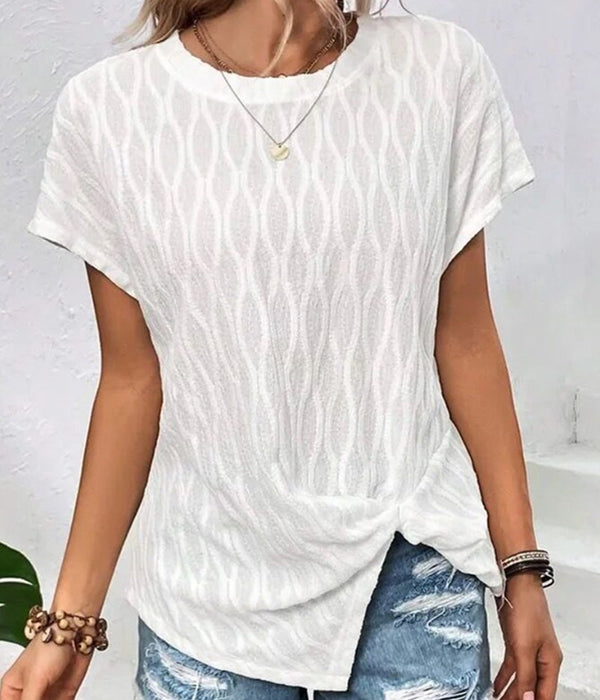 Casual Round Neck Striped Top