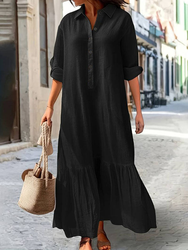 New Long Irregular Button Ladies Dress