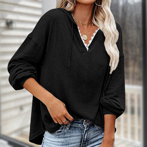 Casual Lace V Neck Women's Top