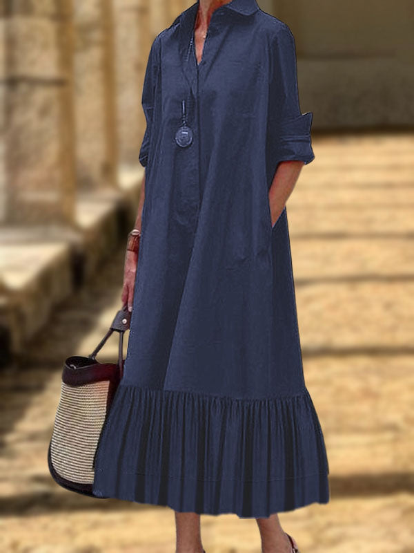 New Long Irregular Button Ladies Dress