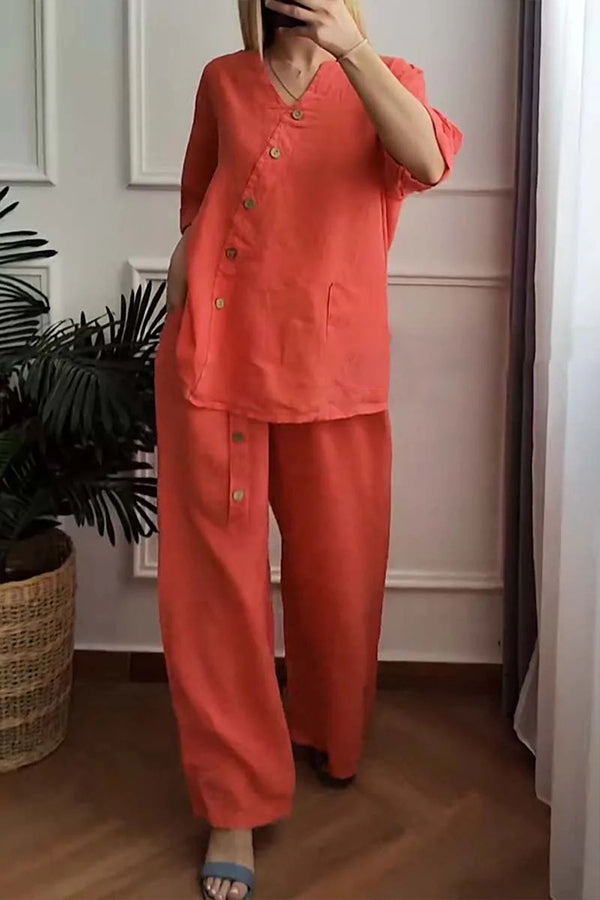 Everyone Loves Button Comfort Ladies Two-Piece Set