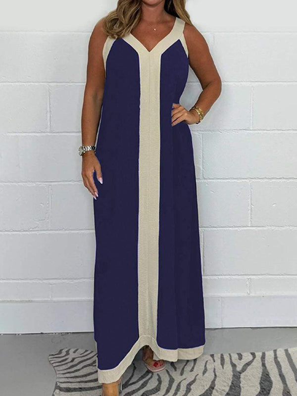 Temperament Contrast Color Outdoor Leisure Dress