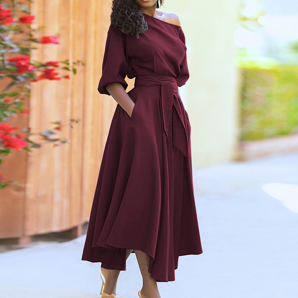 Off-shoulder Collar Strappy Dress