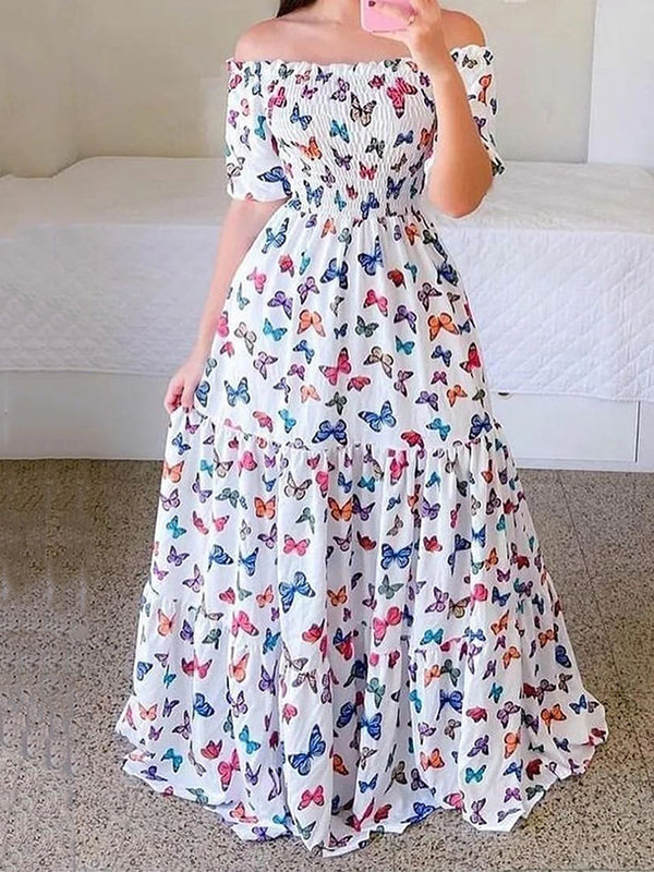 One-shoulder Floral Fashion Dress