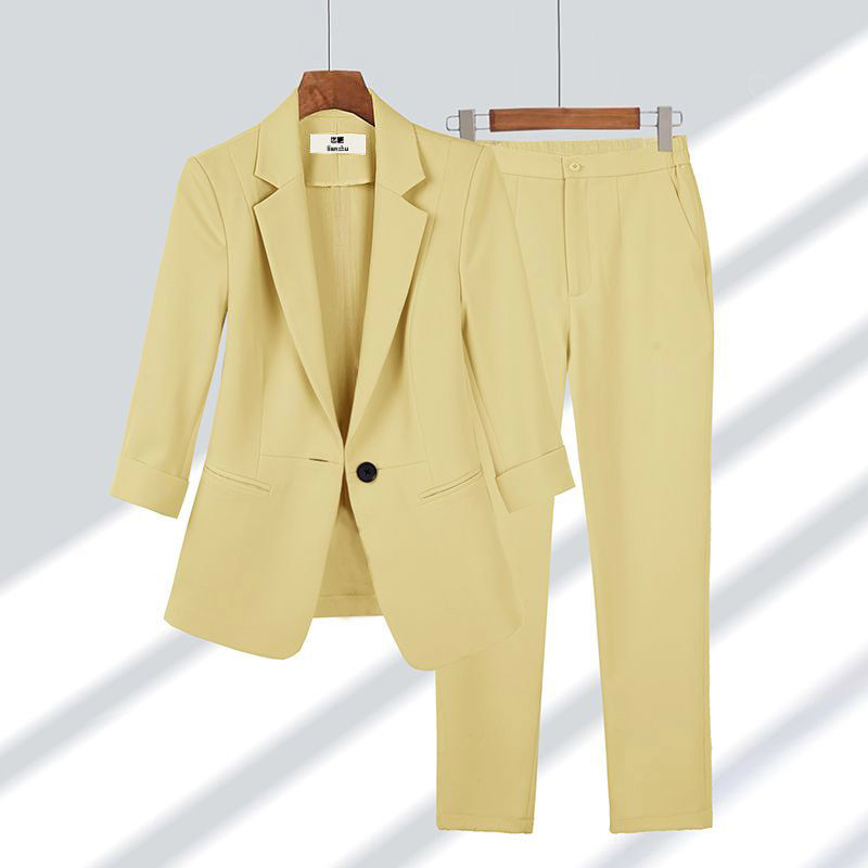 Simple Solid Color Ladies Two Piece Suit