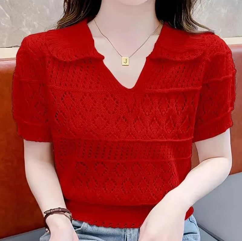 Beautiful Crocheted Hollow Knitted Top