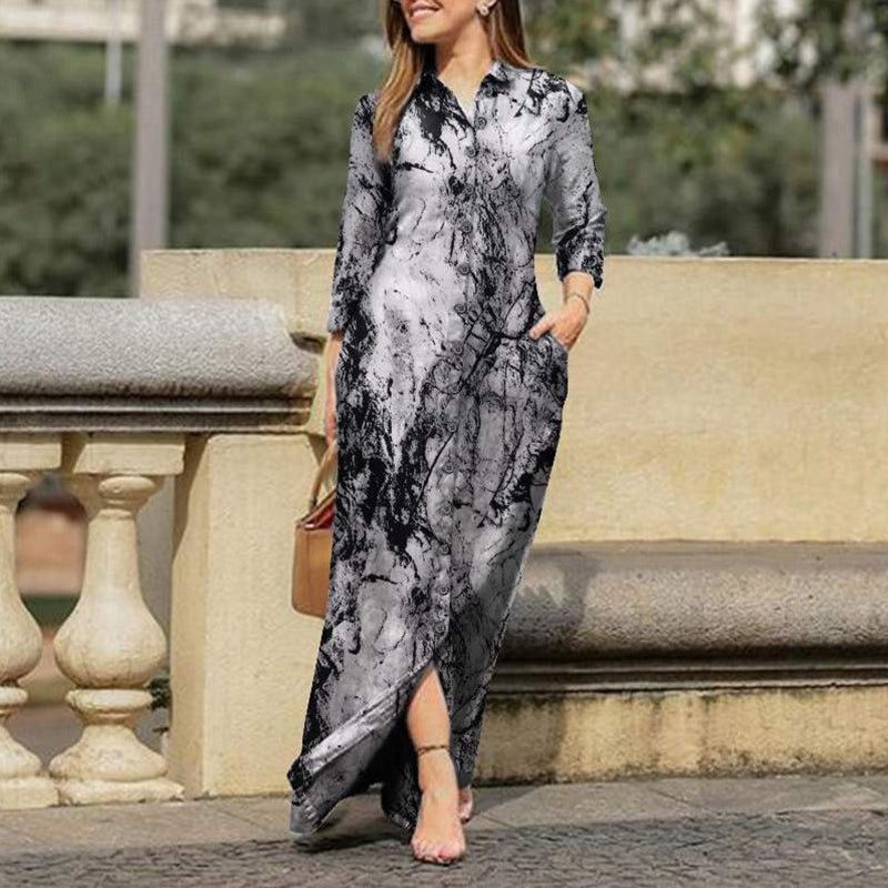 Elegant Fashion Lapel Cardigan Dress