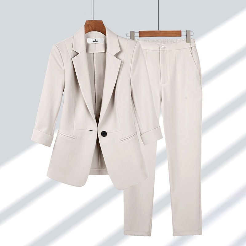 Simple Solid Color Ladies Two Piece Suit