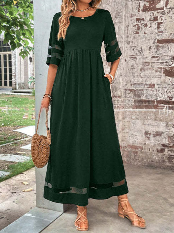New Three-Quarter Sleeve Mesh Design Dress