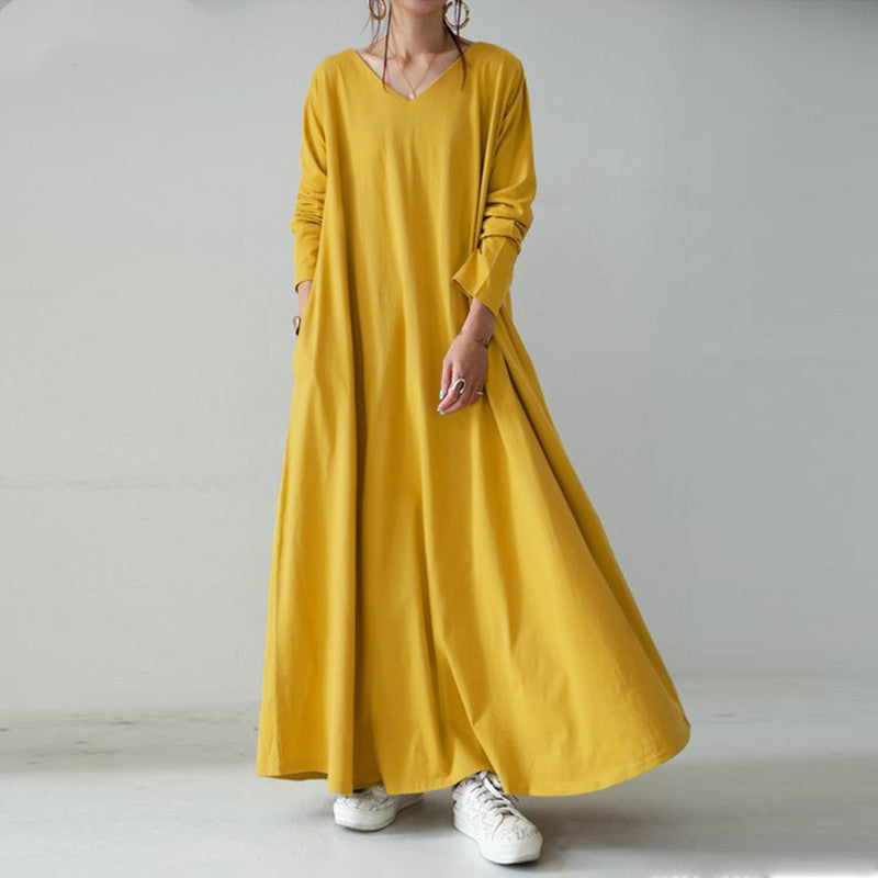 Fashion Street Long Sleeve V Neck Dress