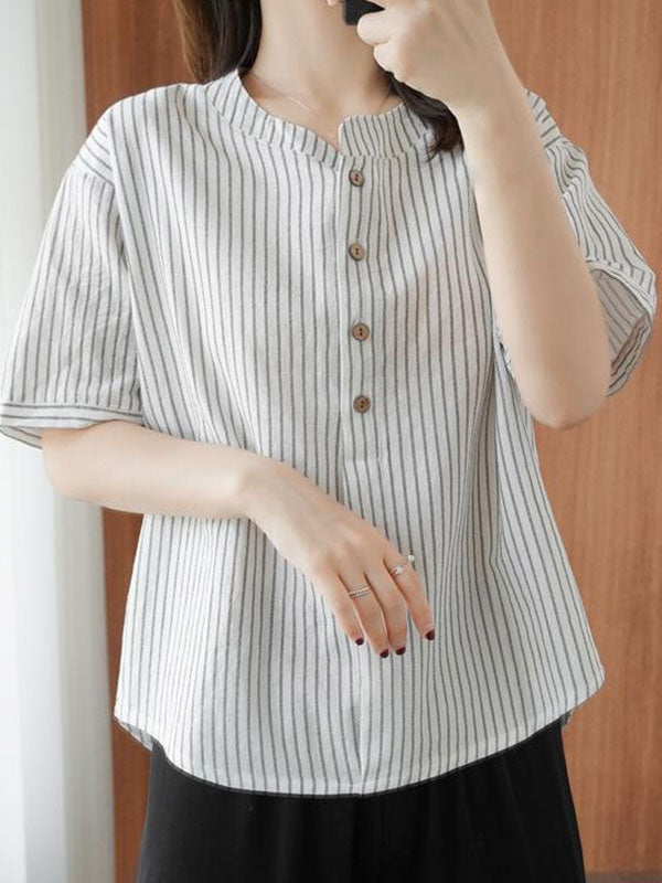 Casual Vertical Striped Top