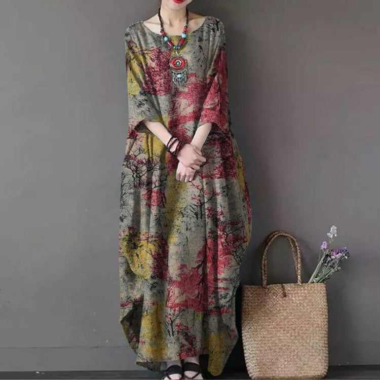 Elegant Vintage Print Dress