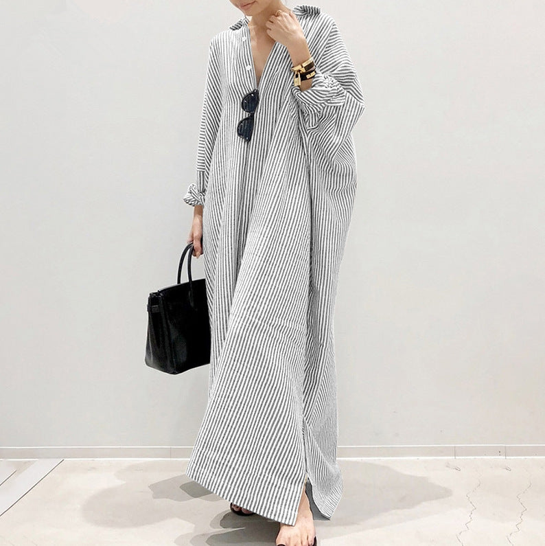 Striped Cardigan Irregular Dress