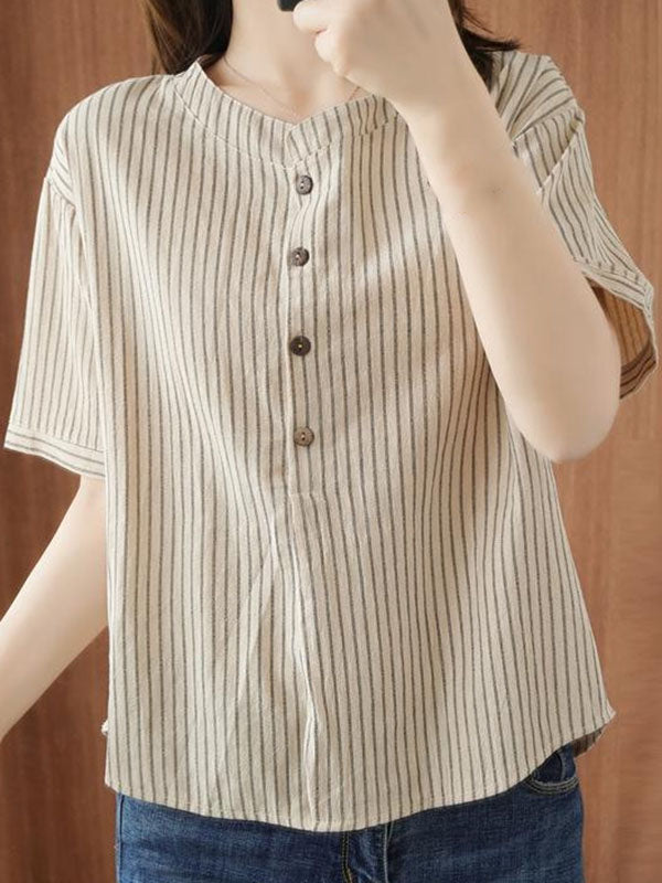 Casual Vertical Striped Top