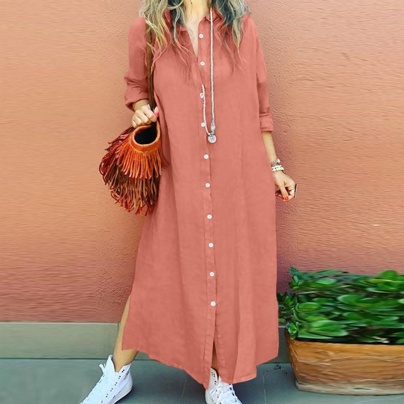 Simple All Match Lapel Dress