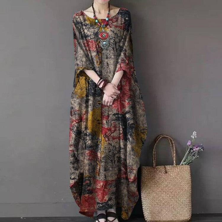 Elegant Vintage Print Dress