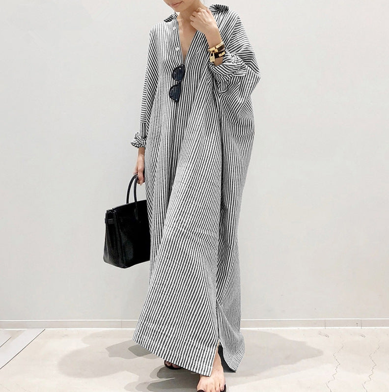 Striped Cardigan Irregular Dress