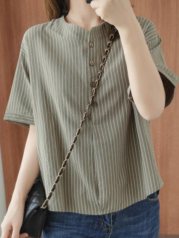 Casual Vertical Striped Top