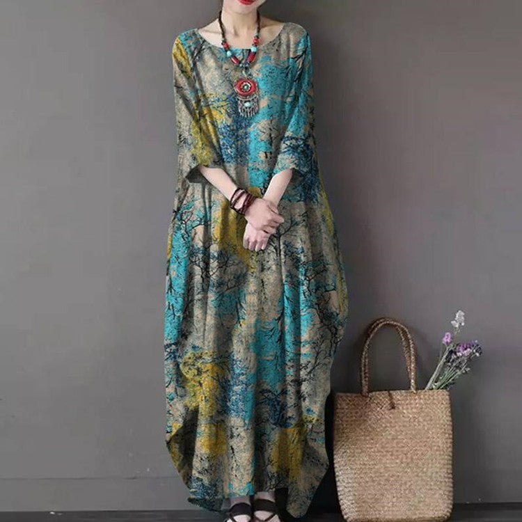 Elegant Vintage Print Dress